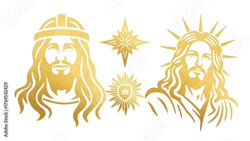 Shimmering golden religious symbols evoke faith and spirituality, perfect for elegant designs and sacred themes, radiating divine energy and spiritual connection