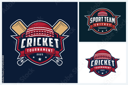 Cricket logo sport design template, cricket team emblem collection, cricket tournament badge logo design vector illustration