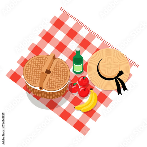 Picnic Table Setup with Fruits and Drinks