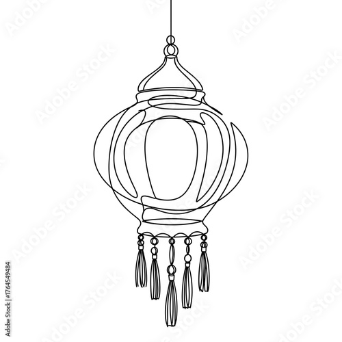 Lantern hanging with tassels, traditional decorative light for festival and cultural celebration