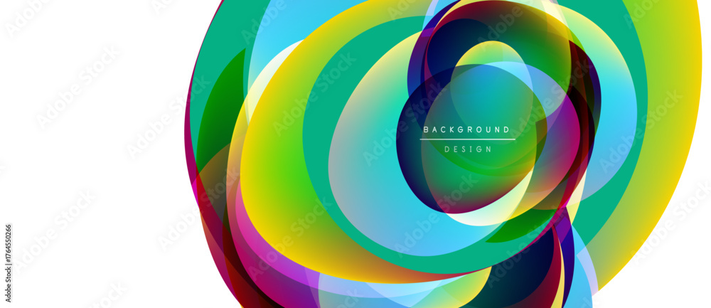 Fototapeta premium Abstract colorful layers create dynamic circular design. Vibrant gradients blend, forming modern visual experience.