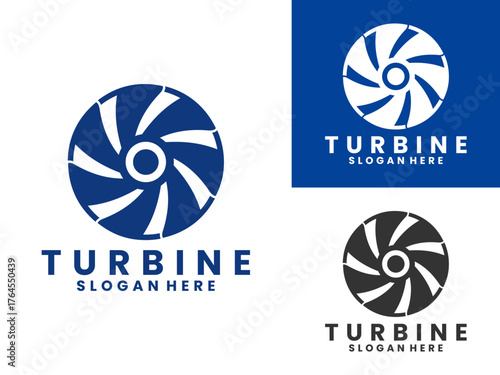 turbine with circle logo design vector template