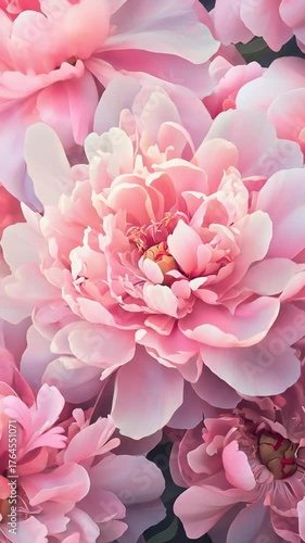 Abundant Pink Peony Flowers in Full Bloom, Creating a Lush and Beautiful Floral Background, Springtime Beauty