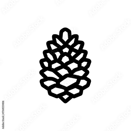 Minimalist Silhouette of a Forest Seed Pine Cone Icon 