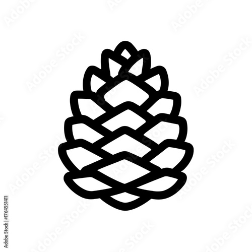 Minimalist Silhouette of a Forest Seed Pine Cone Icon 