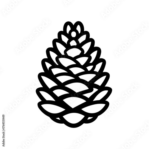 Minimalist Silhouette of a Forest Seed Pine Cone Icon 