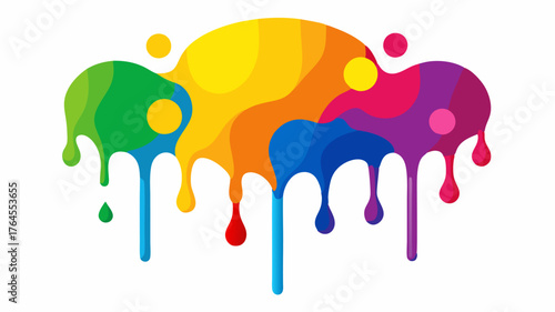 Brightly colored paint drips from brushes blending into a palette of colors that reflect the communitys spirit and unity.