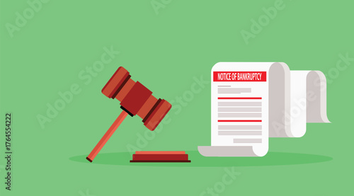 Bankruptcy legal law document process company insolvency during crisis recession picture of gavel judge
