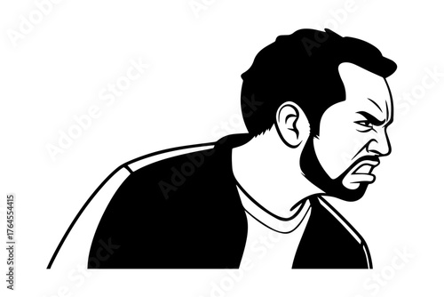 angry man silhouette illustration of a scary angry man face silhouette