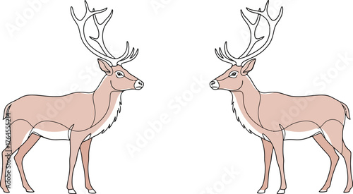 Vector art of two deer with large antlers