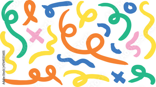 Abstract doodle brush line pattern. Minimal Memphis geometric background with modern curved shapes, doodle squiggles, and simple line. abstract doodle pattern design for wallpaper, textile, and web