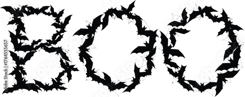 Vector art of boo text made of bats