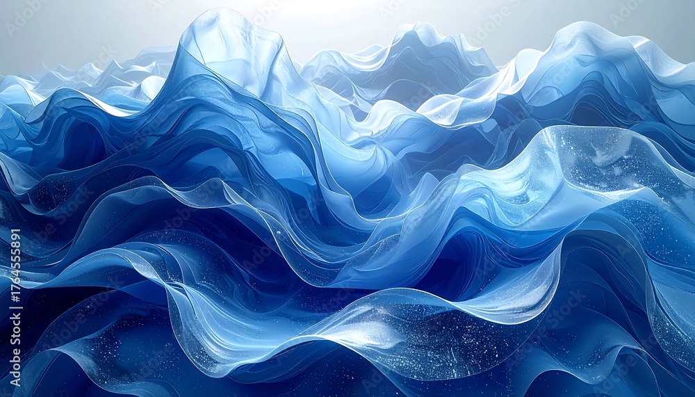Obraz premium Abstract Blue Waves Flowing Fabric Texture Background.