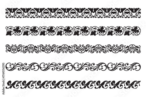 Set of decorative ornamental border - Vector modular