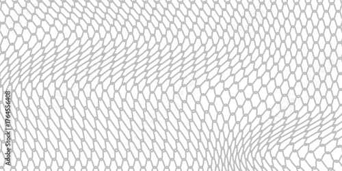 Top vector illustration featuring a hexagonal mesh pattern warped into a wavy, curved form resembling DNA structure. sport