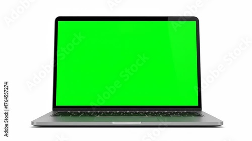 Wallpaper Mural Modern silver laptop with a bright green screen, isolated on a clean white background vector illustration Torontodigital.ca