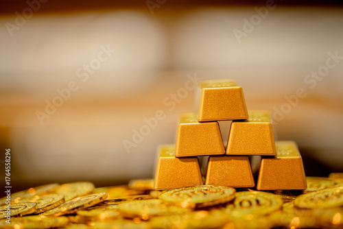 Substantial gold bullion stacks and shining coins represent a key Safe-haven Asset, stabilizing value against Geopolitical Uncertainty and recent Spot Gold price Correction.