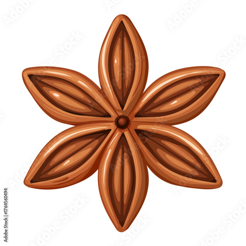 An EPS format illustration, vector, simple flat 2D icon, minimalist design, icon set, A Simple 2D vibrant anise seeds illustration isolated on a white background