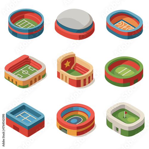 Isometric stadium, arena icon. Representing Sports Venues, Arenas, and Competition Locations. 