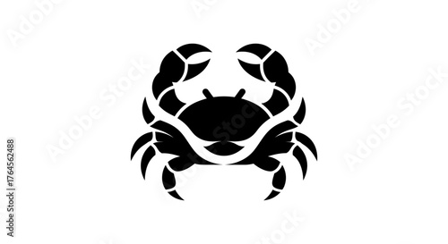 Black and White Crab Silhouette Illustration.