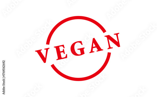 VEGAN - Red Rubber Stamp with text VEGAN
