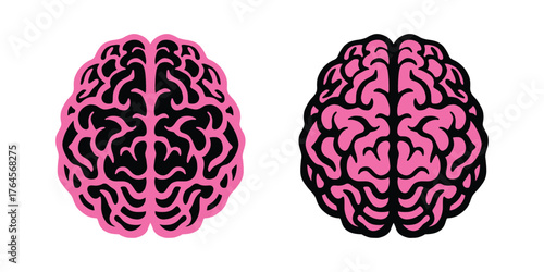 Pink Brain Vector Illustration. Creative Mind Concept Design