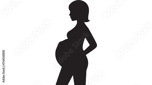 Silhouette of a pregnant woman side view vector illustration for pregnancy and motherhood concepts