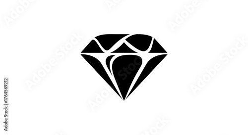 Black Diamond Gemstone Icon Symbol Graphic.