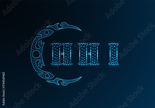 Low poly letter logo HHI design. HHI letter logo low poly vector design on blue color gradient background. HHI logo low poly design