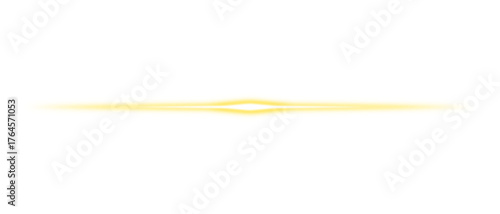 Long horizontal ray of yellow light glowing effect isolated on transparent background. Sparkle light beam burst, Neon line border. futuristic light streak design element, PNG file