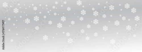 Beautiful winter background with softly falling white snowflakes on a light gray gradient. Perfect for Christmas, New Year, and seasonal greeting designs, banners, or festive winter decorations.