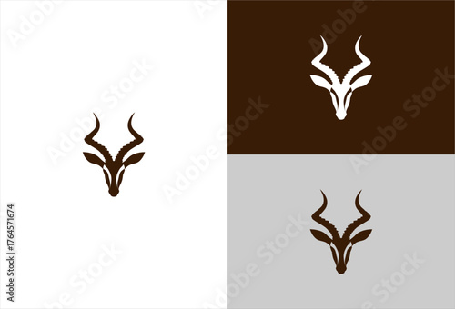 Antelope head silhouettes on white, brown, and gray backgrounds