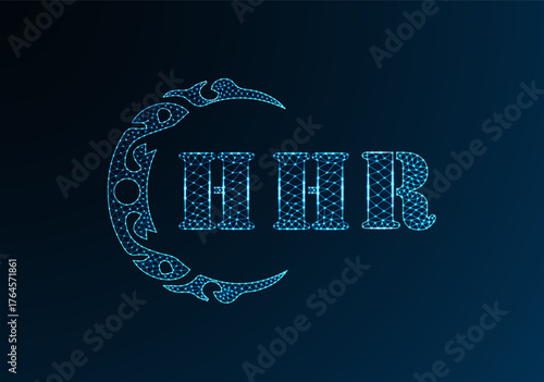 Low poly letter logo HHR design. HHR letter logo low poly vector design on blue color gradient background. HHR logo low poly design