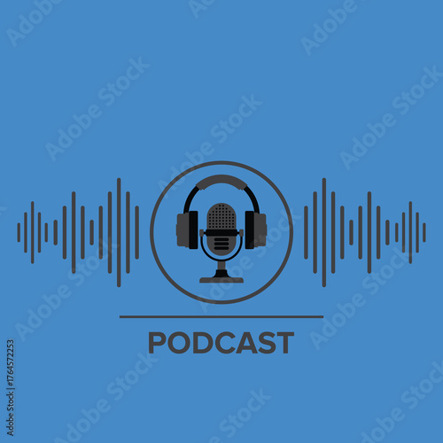 Podcast. Sound Audio Wave. Badge, icon, stamp, logo.	