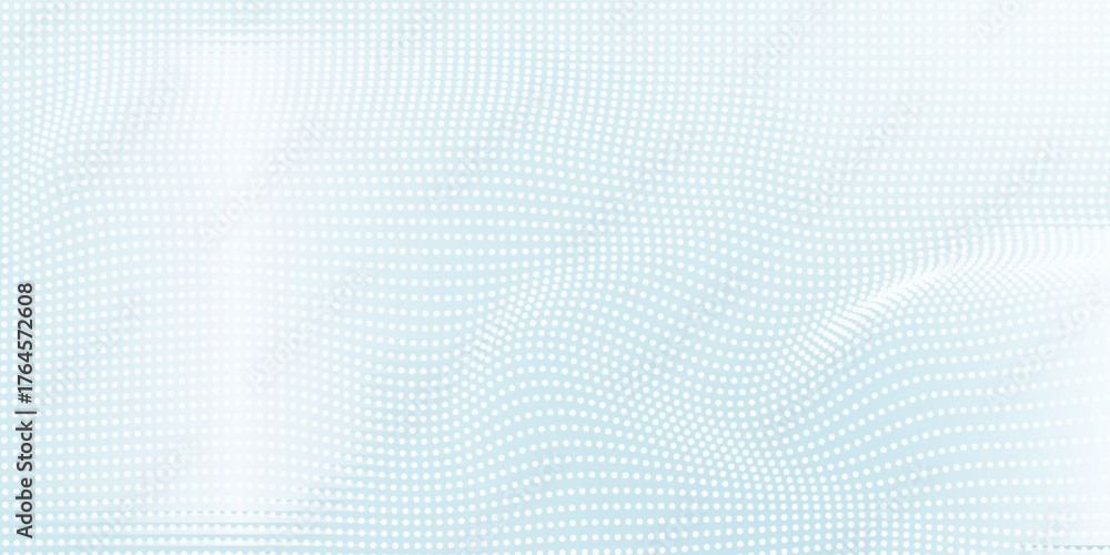 Naklejka premium Dot white blue wave pattern screen gradient bright texture background. Abstract technology big data digital background. 3d rendering.