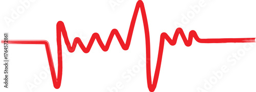 Red Heartbeat Line Vector Medical Pulse Icon, ECG Graphic Clipart