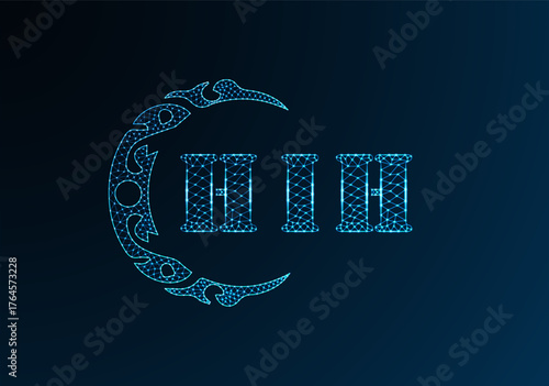 Low poly letter logo HIH design. HIH letter logo low poly vector design on blue color gradient background. HIH logo low poly design