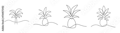 Whimsical pineapple characters in various poses and expressions drawing style sketches