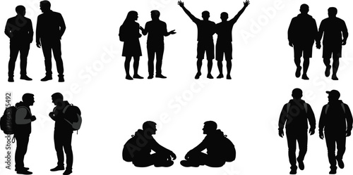 Mega Vector Silhouette Bundle of Diverse Subjects: People Groups, Golfers, Archery, Artists, Lotus Flowers, Rock Climbing, Santa, and Laptop, for Ultimate Design Versatility