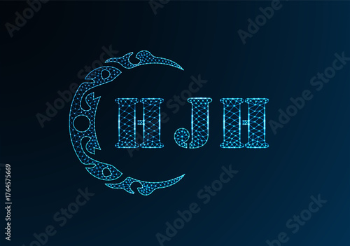 Low poly letter logo HJH design. HJH letter logo low poly vector design on blue color gradient background. HJH logo low poly design