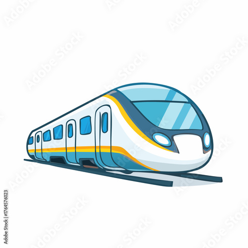 Sleek, modern high-speed train glides along railway tracks, representing efficient travel and forward momentum for your projects.