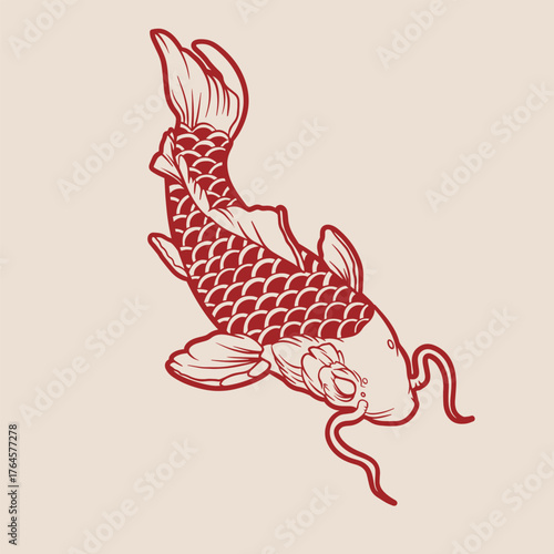 vector illustration of japanese fish painting, it can be use for shirt design or poster	
