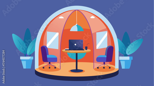 A soundproof pod filled with modern technology enabling focused work while still being part of the collaborative atmosphere of the space.