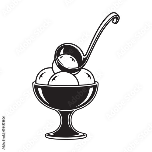 Ice cream with scoop isolated on white background