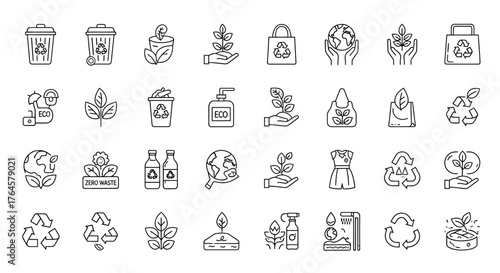 Eco-Friendly Icons: An array of sustainable living icons, perfectly capturing environmental preservation and nature's harmony.