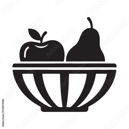 Bowl of fruit isolated on white background