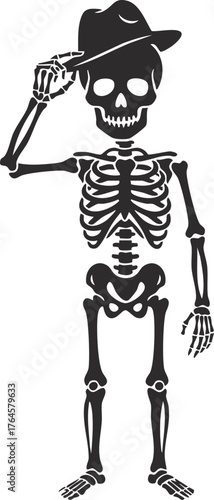 skeleton character tipping its hat