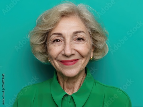 Senior woman with short blo...