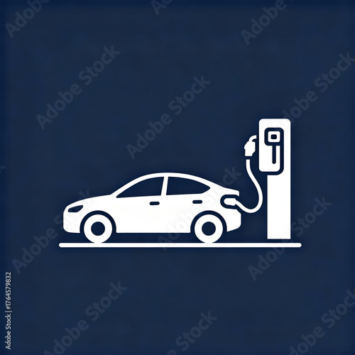 CARTELLO VETTORIALE DI UN MACCHINA ELETTRICA IN RICARICA 