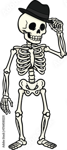skeleton character tipping its hat